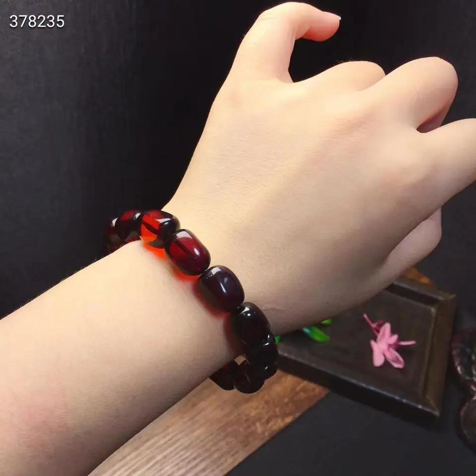 Bracciale in Granato Naturale Pietra Preziosa Donna Uomo 7mm 8mm 9mm 10mm Elastico Cristallo Perline Rotonde Bracciale AAAAA