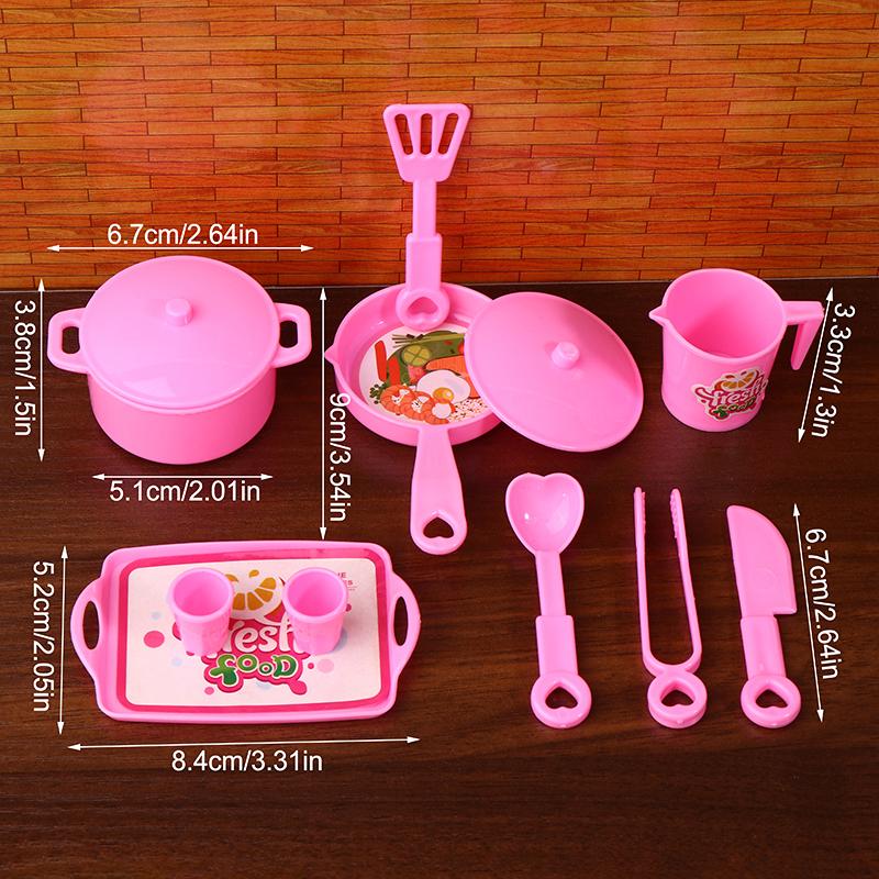 Mini Tableware Kitchenware Set Dollhouse Simulation Pot Tray Cup Set Doll Home Kitchen Decoration Pretend Play Toys Kid Gifts