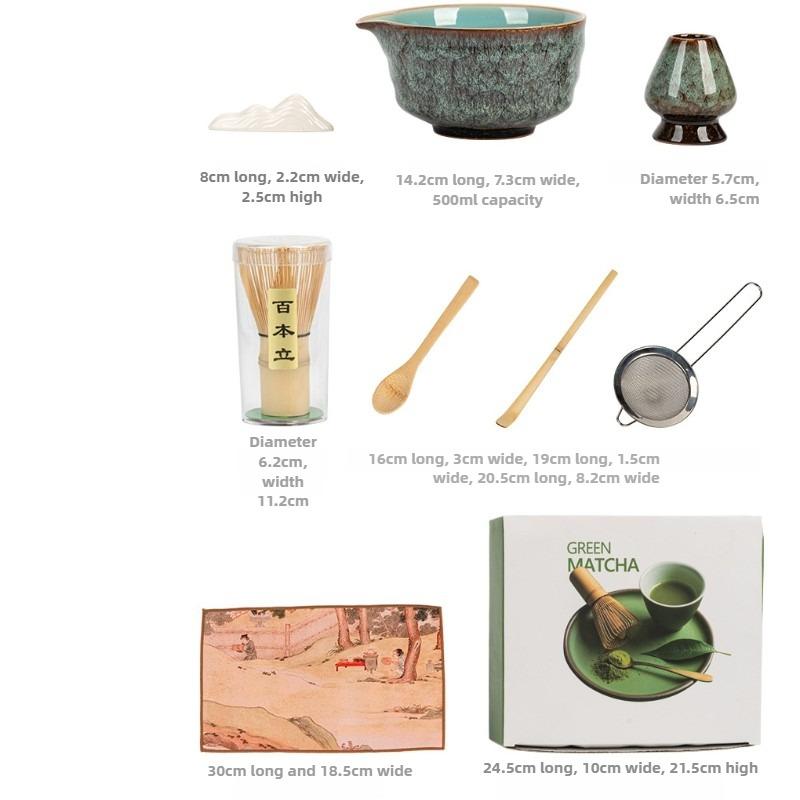 Set Bol Nou de Ceai Matcha din Ceramică cu Cioc de Turnare, Suport Reutilizabil pentru Tel de Ceai, Bol pentru Ceai Verde Japonez Handmade de Calitate Alimentară