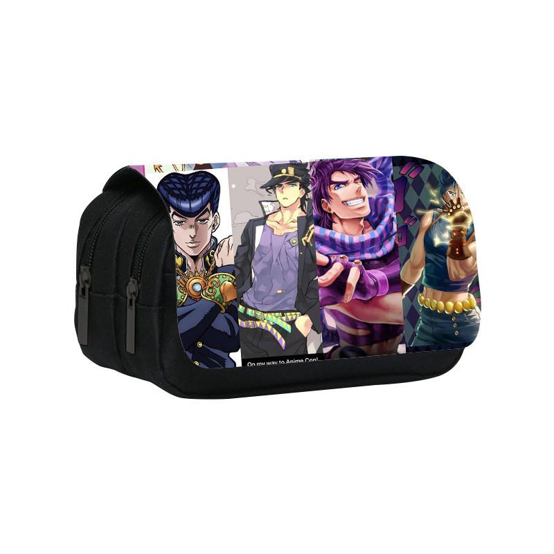 Jojos Bizarre Adventure Print Double Layer Pencil Case With Large Capacity For Study And Office Use