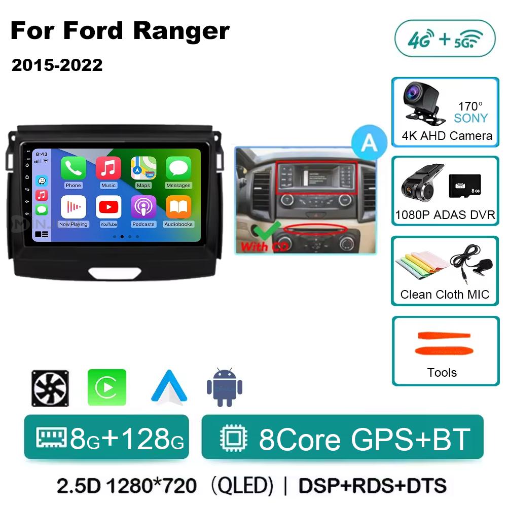 Android 14 Car Radio Stereo Screen For Ford Ranger 2015 2016 2017 2018 2019-2022 Qualcomm Multimedia Carplay Autoradio Head unit