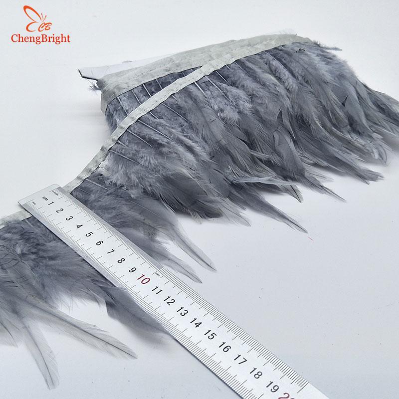 Chengbright  10yards Chicken Cock Feathers Trim Cloth Sideband Chicken Pheasant Feather Trims Clothing Wedding Feather Ribbon A