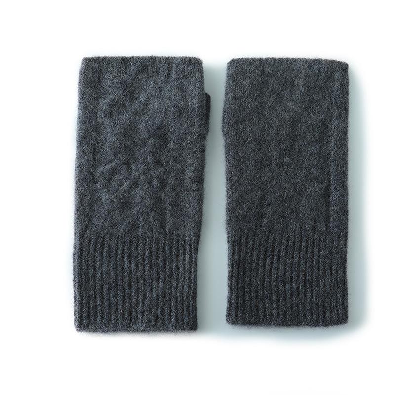 Gloves Cashmere Autumn and Winter New Style Unisex Short Half Finger Windproof and Cold Proof Open Finger Writing and Keeping Warm