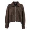 Women Vintage Loose Brown Suede Jacket Casual Fashion Outerwear For Ladies