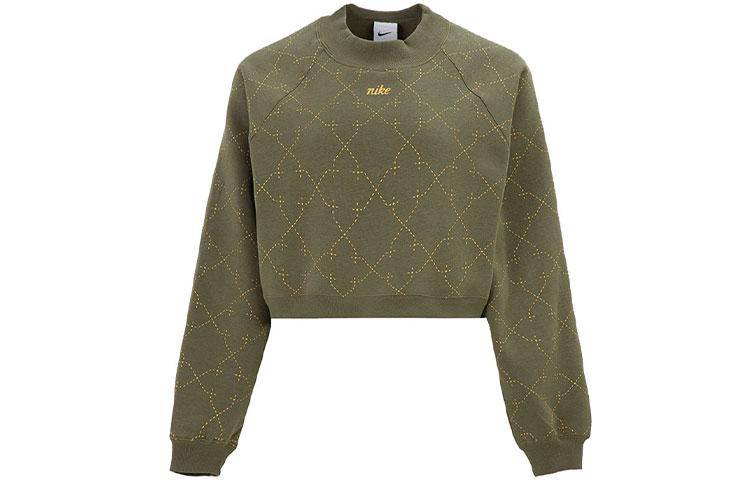 

Nike Athleisure Fleece Lined Short Crew Neck Cropped Sweatshirt Winter Women s Green DM7281-222 M