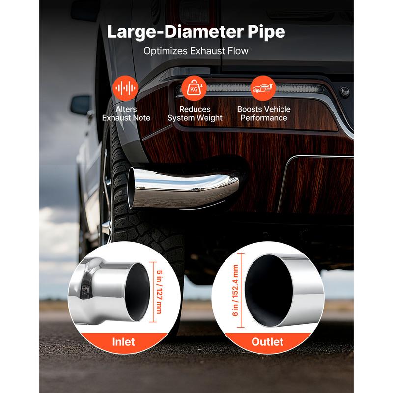 SucceBuy Elbow Exhaust Tip Chrome Turn Down Exhaust Tip w/ Clamp for Truck Car Chrome Structure for High Temperature Resistance