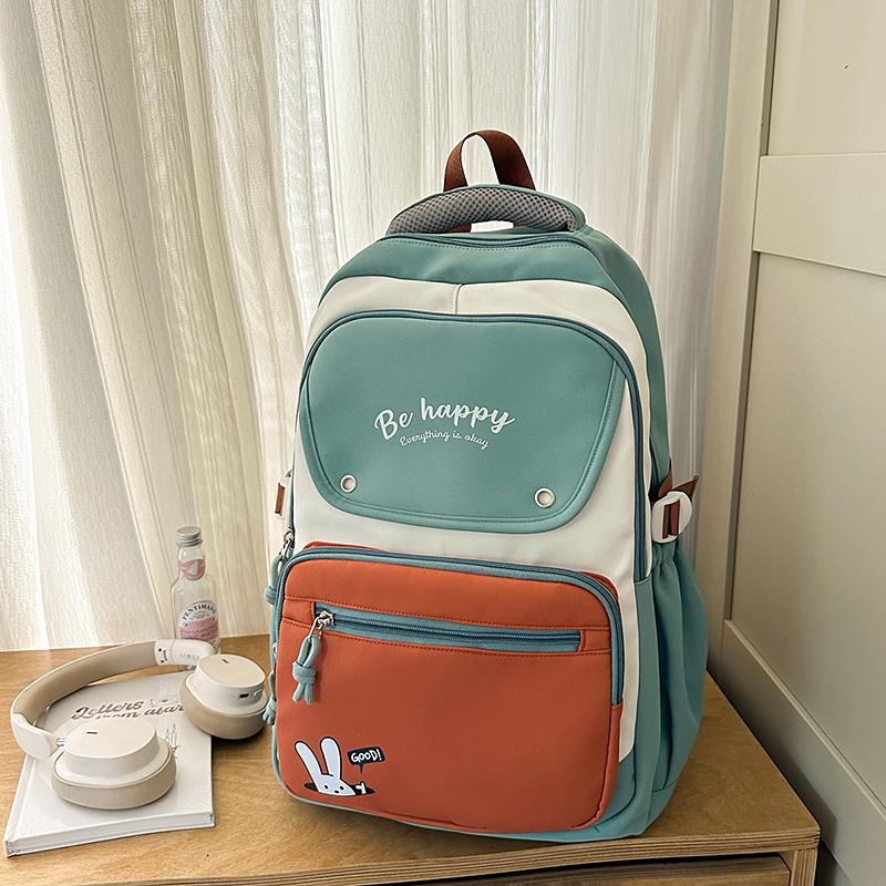 Color Block Student Schoolbag Women's Large Capacity Backpack