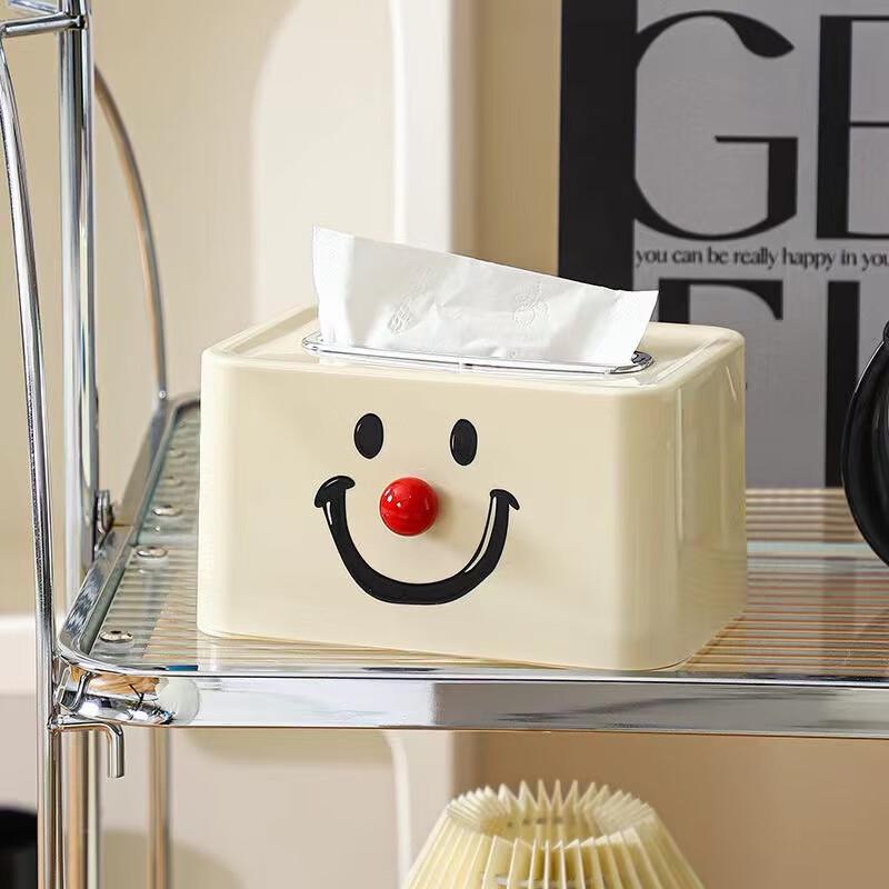 Cream Style Smiling Face Tissue Box