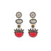 Layered Floral Drop Earrings Women Gold Bohemian Style Zinc Alloy Stainless Steel Studs