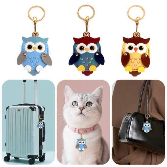 Keychain Pendant Cartoon Owl Charm Card Holder Faux Leather Access Card Case Decorative Keychain