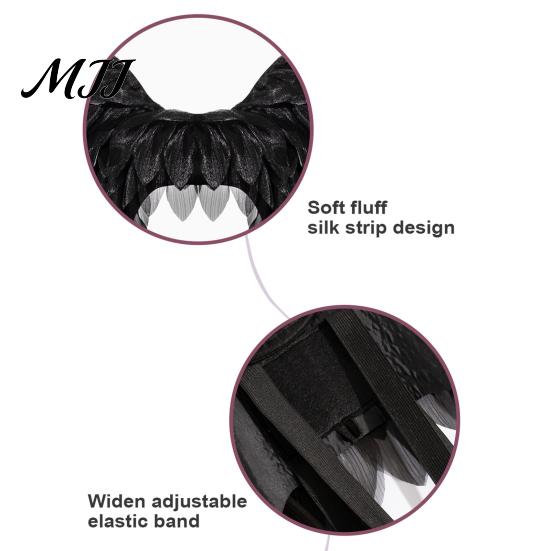 Elastic Strap Angel Wings Feather Wing for Women Girls, Soft Organza Costume Accessory Fluffy with Headband Photo Booth, Halloween Cosplay Party,