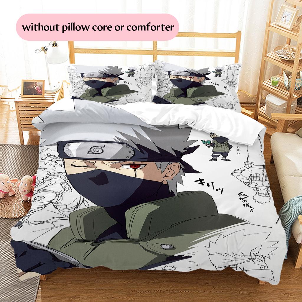 Hatake Kakashi Anime Pattern Bedding Home Decoration Birthday Gift (1 * duvet cover + 2 * pillowcase, without core)