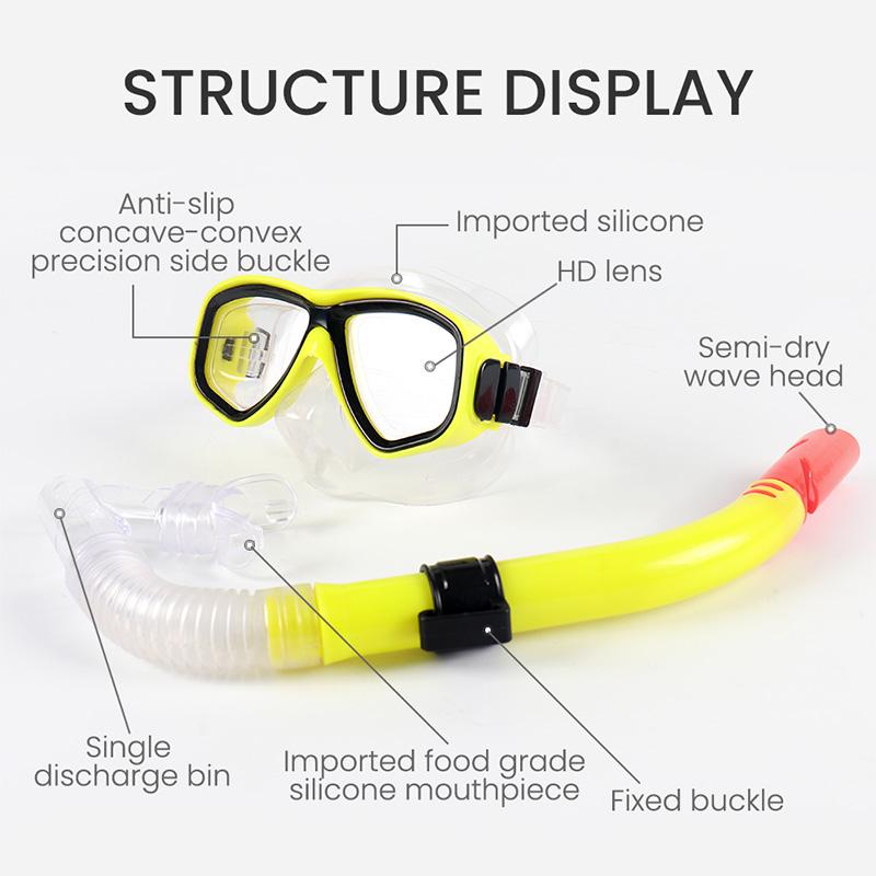 Diving Equipment Kids Scuba Diving Mask Ank Snorkel Tube Shockproof Anti-fog Swimming Goggles Underwater Snorkeling Mask