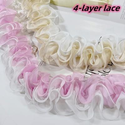 4-layer S-shaped Pleated 3D Chiffon Lace DIY Dress Long Skirt Hem Sofa Curtain Trim Sewing Material For Home Textiles Decoration