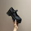 Mary Jane Shoes Women's Platform Shallow Mouth Single Shoes Spring British Style Round Head with Buckle Small Leather Shoes Retro Style
