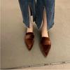 2025 Korean Style Pointed Toe Square Heel Slip-on Women's Fashion Flats