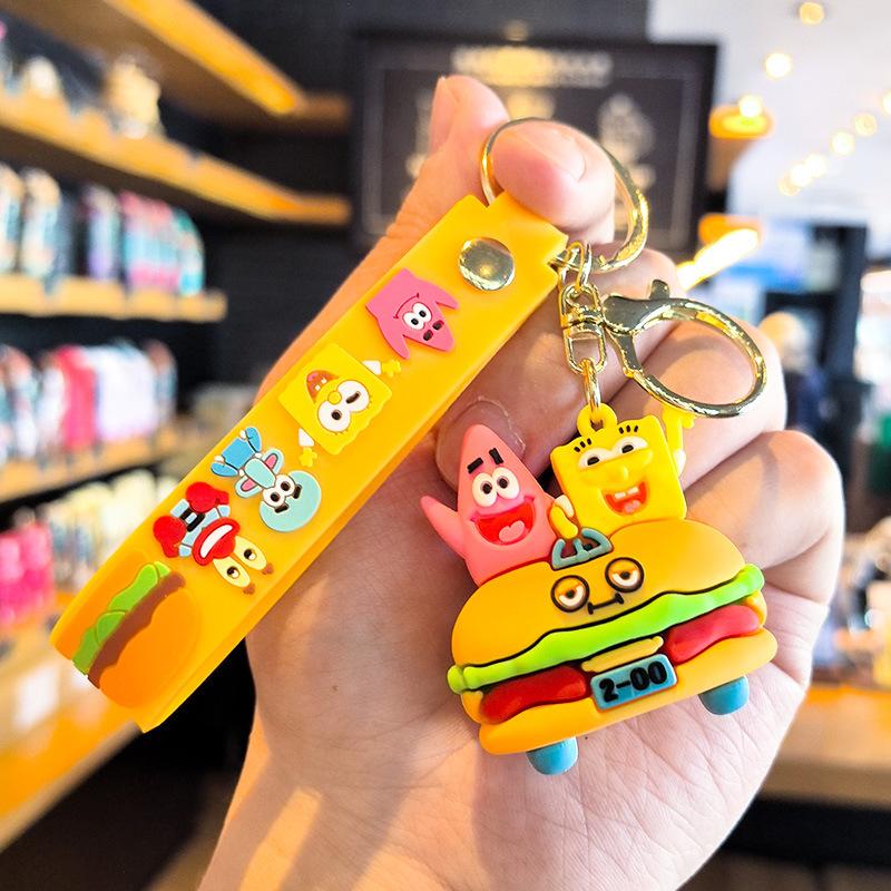 Hamburger 2nd Generation SpongeBob SquarePants Patrick Star Keychain Doll Machine Cartoon Cute Children's Day Gift Cartoon Frind