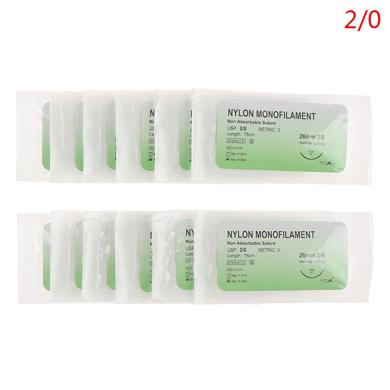 12PCS 2.0/3.0/4.0/5.0 Needle Suture Nlon Medical Thread Sterile Surgical Practice 3
