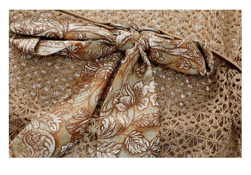 Mother's Summer Fashion: Elegant Hollow-Out Top & Printed Skirt Set for a Youthful Style