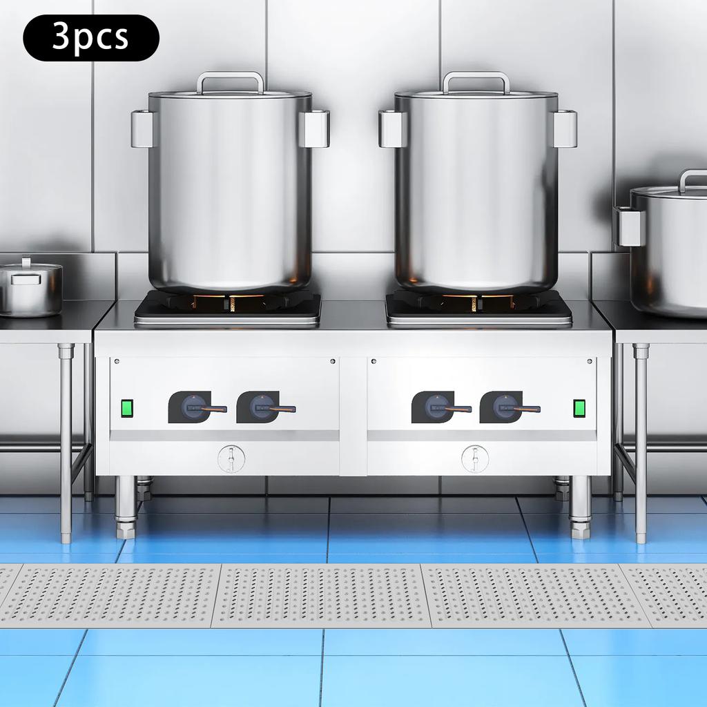 3-Piece 304 Stainless Steel Drain Grates Set - Modern Rectangular Channel Covers for Outdoor, Garden - Rustproof Sewer Grating