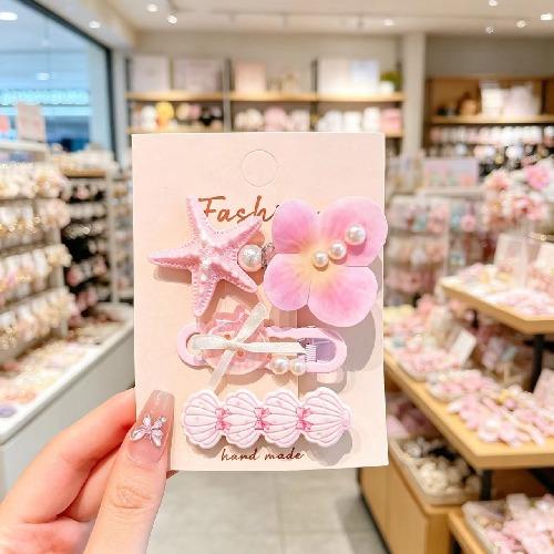 Summer Ocean Series Set Cute Children's Hairpin Pearl Hair Accessories Shell Starfish Hairpin Duckbill Clip