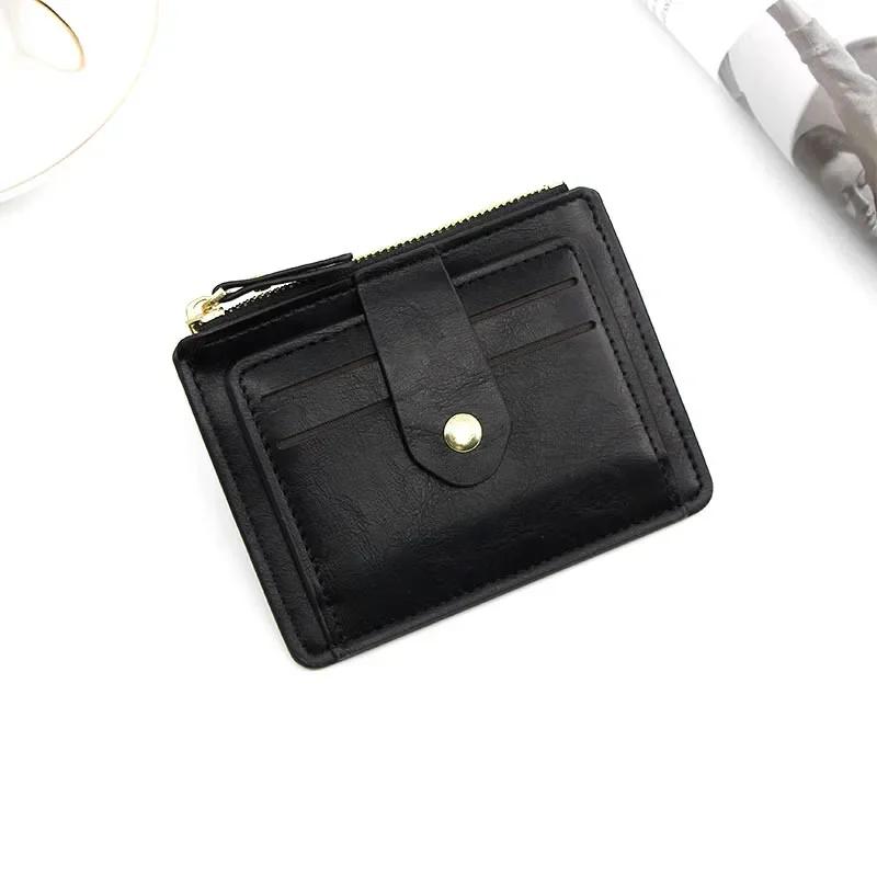 Men Fashion Male Slim Leather Wallets Credit ID Card Holder Wallet with Coin Pocket Luxury Brand Designer Brown Business Purse