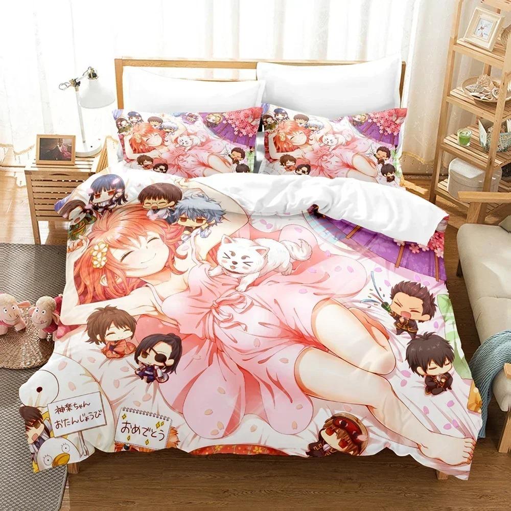 Comforter Gintama Anime Gintoki Sakata Bedding Set 3D Printed Suitable For Bedroom Kids Home Textile
