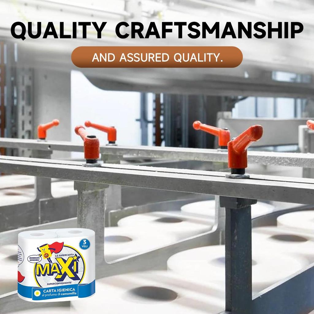MAXI Papier Toilette Ultra Doux au Toucher Moelleux, Papier Toilette, 4 Rouleaux, Sans Danger pour les Fosses Septiques.
