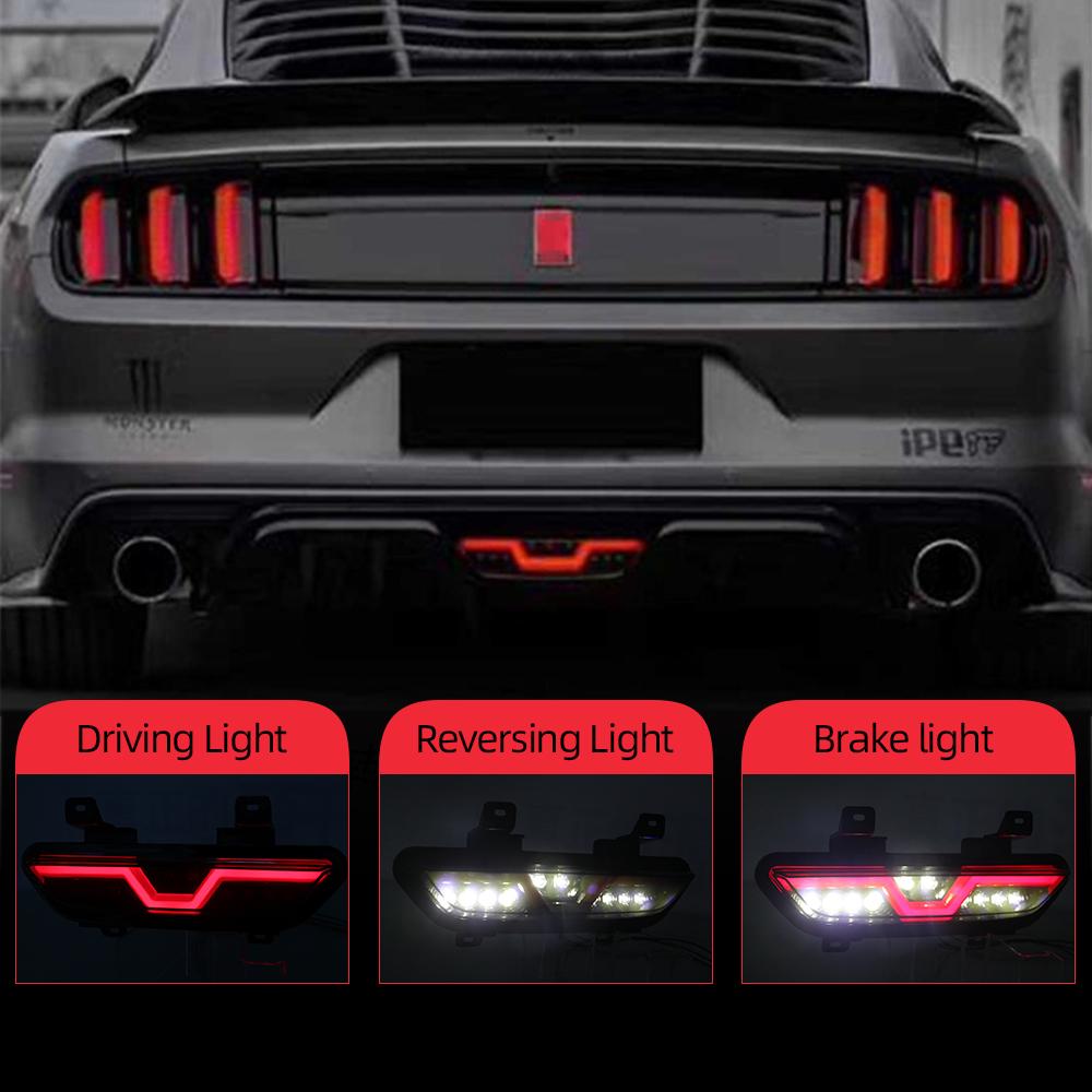 Car LED Reflector Rear Fog Lamp Brake Light Backup Lamp Rear Bumper Light for Ford Mustang 2015 2016 2017 2018 2019 2020