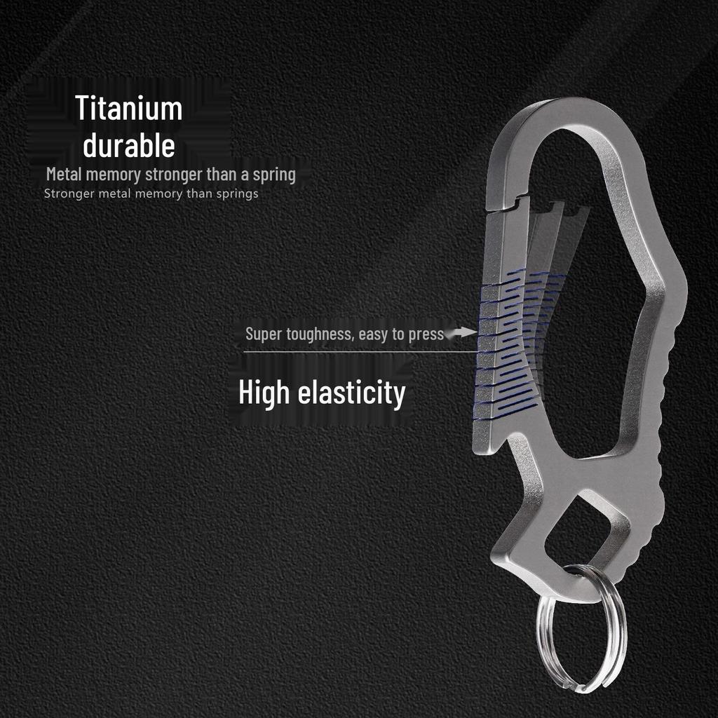Titanium Mini Keychain Buckle with Elastic Hook Flashlight for Men's Waist