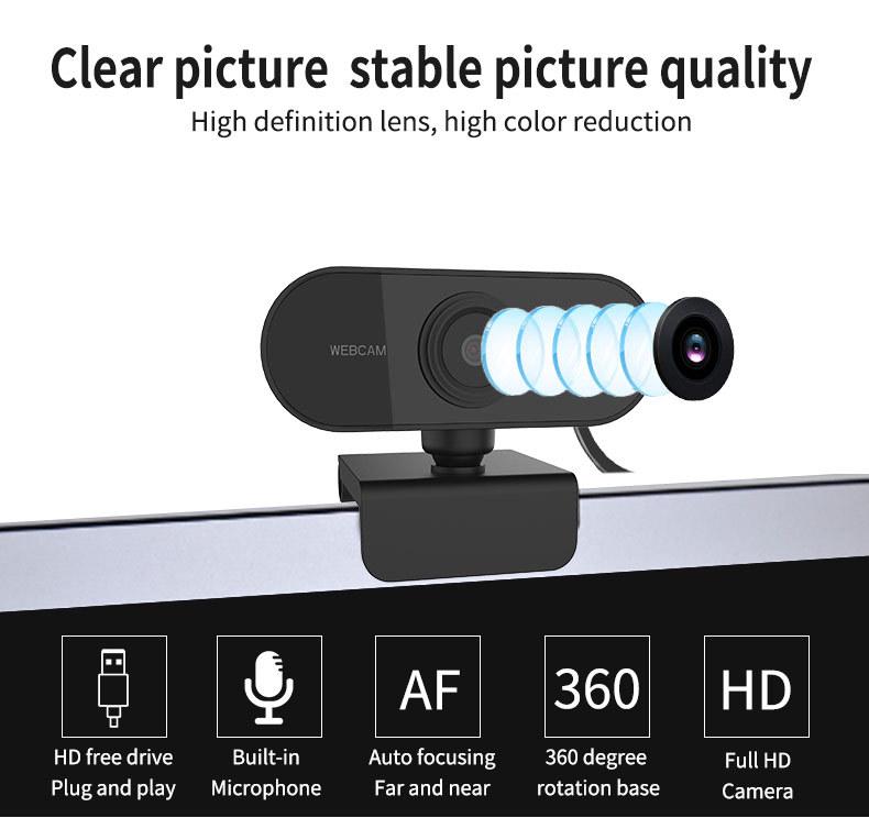 1080p Full HD Autofocus USB Webcam with Microphone for Streaming & Online Classes