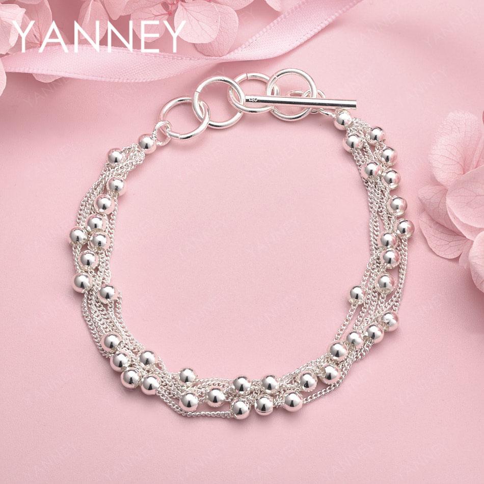 

925 Sterling Silver Delicate Beaded Bracelet for Women - Fashionable Jewelry, Accessories, Party Gifts