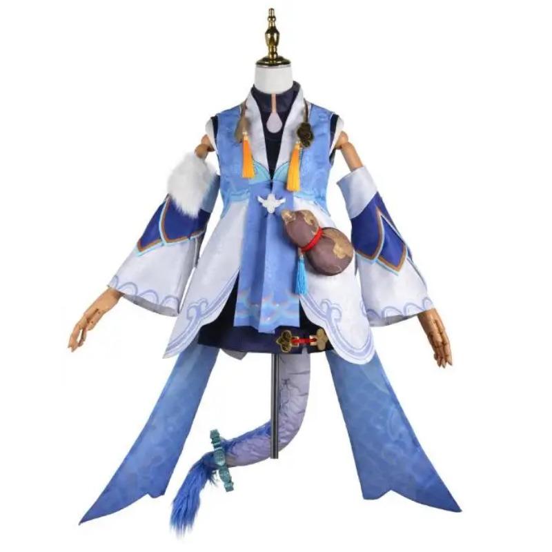 Game Honkai Star Rail Bailu Cosplay Costume Wig Set Halloween For Woman Clothes