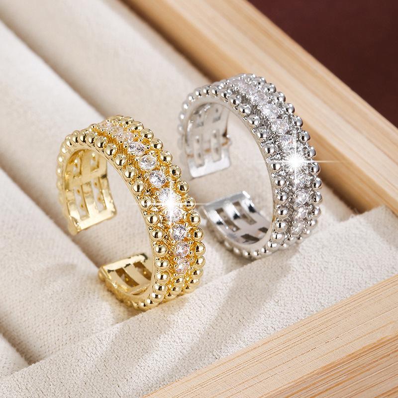 Elegant Adjustable Zirconia Copper Ring for Men and Women