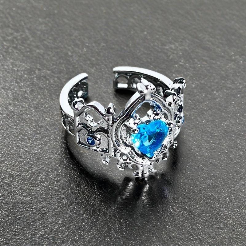 Fashion Color Love Zir*****Pen Ring Slightly Inlaid Heart-Shaped Exquisite High-End Personalized Accessories Women