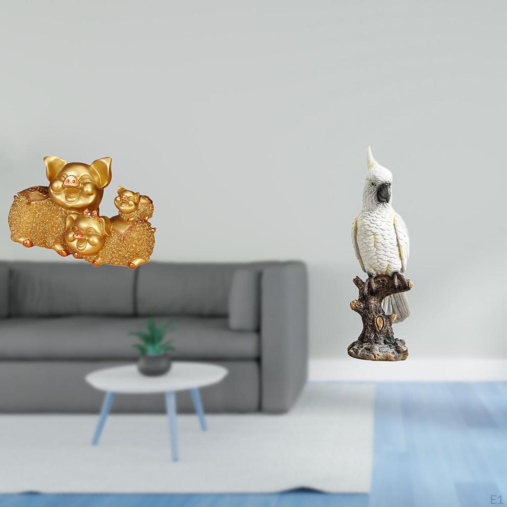 Parrot Resin Animal Figurine Modern Collectible Sculpture Desktop Ornament for Bookshelf Table Shelf
