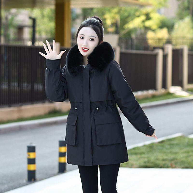 Winter Detachable Parka Jacket for Women Thickened Mid-length Cotton Coat with Removable Inner