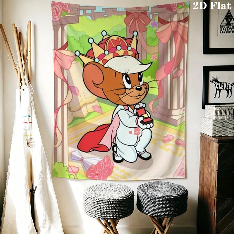 Tom Jerry Friendship Tapestry Fashion Print Background Cloth Homestay Soft Decoration Tapestry Atmospheric Background Cloth Gift