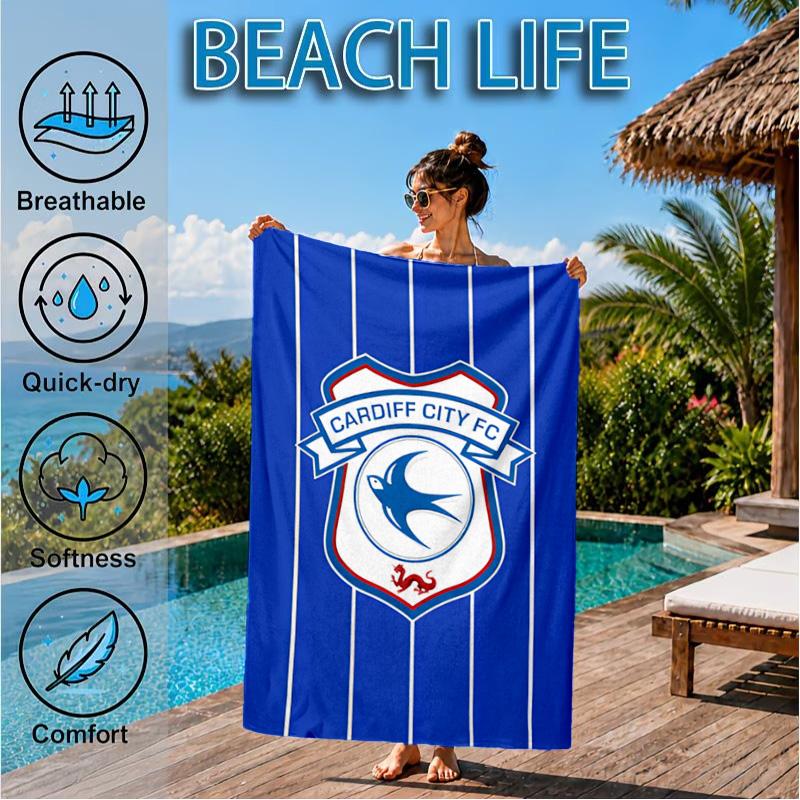 Card-iff Fc Crest Printed Microfiber Beach Towel, Soft And Absorbent, Quick-Dry, Ideal for Summer Travel, Beach Essential, Swimming Pool
