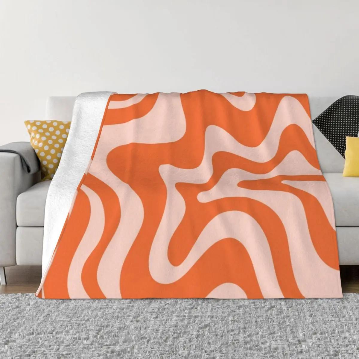 

Liquid Swirl Abstract Pattern in Orange and Pale Blush Throw Blanket Stuffed Blankets Blanket Sofa 30x40in