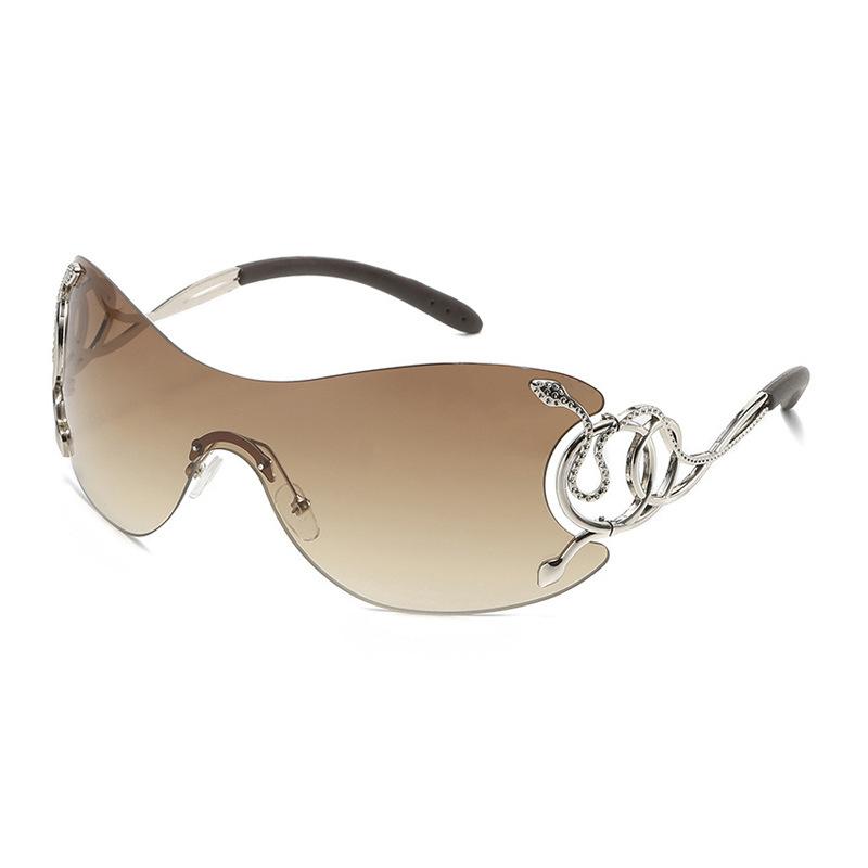 Personalized Rimless One-Piece Spirit Snake Temple Sunglasses Technology Sense Funny Sunglasses