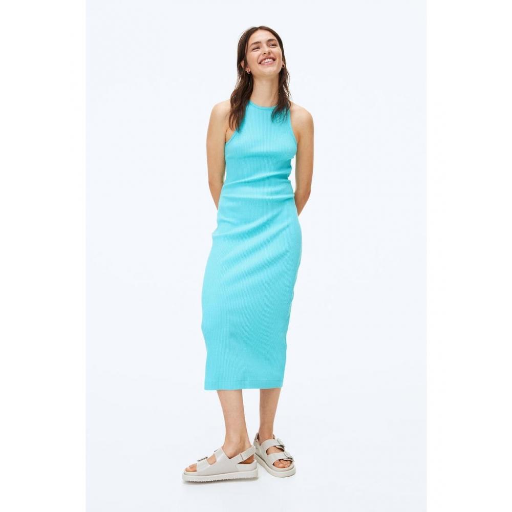 

H&M платье в рубчик бирюзовое 1083947001