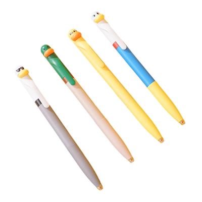 Cartoon-Enten-Gelstift 0,5 mm Spitze Drehmechanismus Gelstift Schnelltrocknend Tagebuchstift Geschmeidiges Schreibgefühl zum Schreiben
