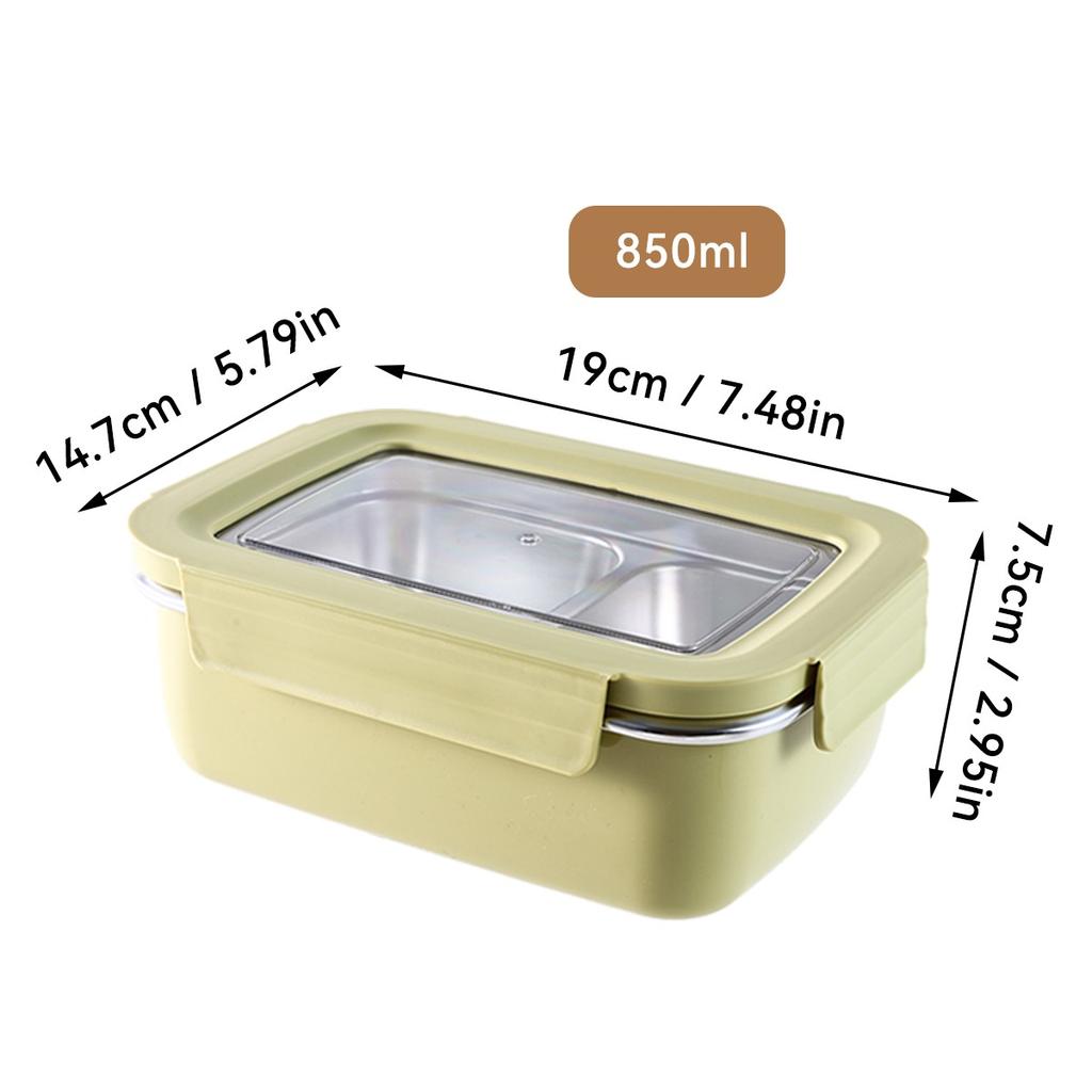 304 Stainless Steel Bento Lunch Box For Kids Students Portable Sealed Fruit Salad Food Container With Compartment Microwave Safe
