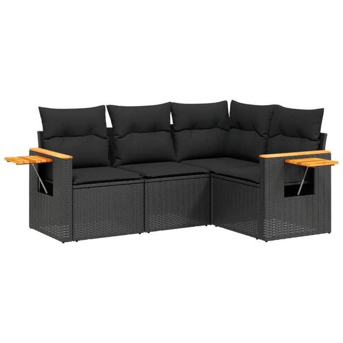 VidaXL Garden Lounge Set with Cushions 4 Pcs, Patio Sofas, Patio Furniture Set, Outdoor Furniture, Black 3226769