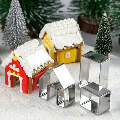 3 Stück 3D Mini Haus Landschaft Weihnachten Ausstechform Set Keks Ausstecher Stahl Lebkuchenhaus Fondant Ausstecher Backwerkzeug