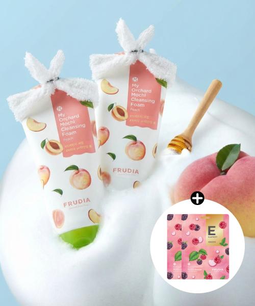 [2-pack] pH 5.5 Mildly Acidic My Orchard Mochi Cleansing Foam 120ml x 2ea (+ 2 Mask Packs Free Gift) peach