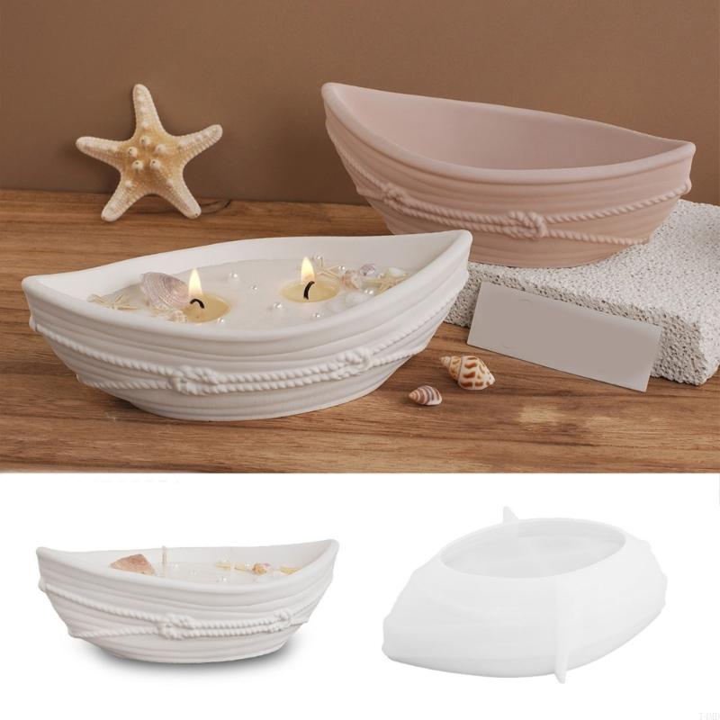 Boat Storage Box Silicone Mold Crafting Rope Holders Moulds Canoes Storage Bowls Moulds Suitable for Home Decors Enthusiasts
