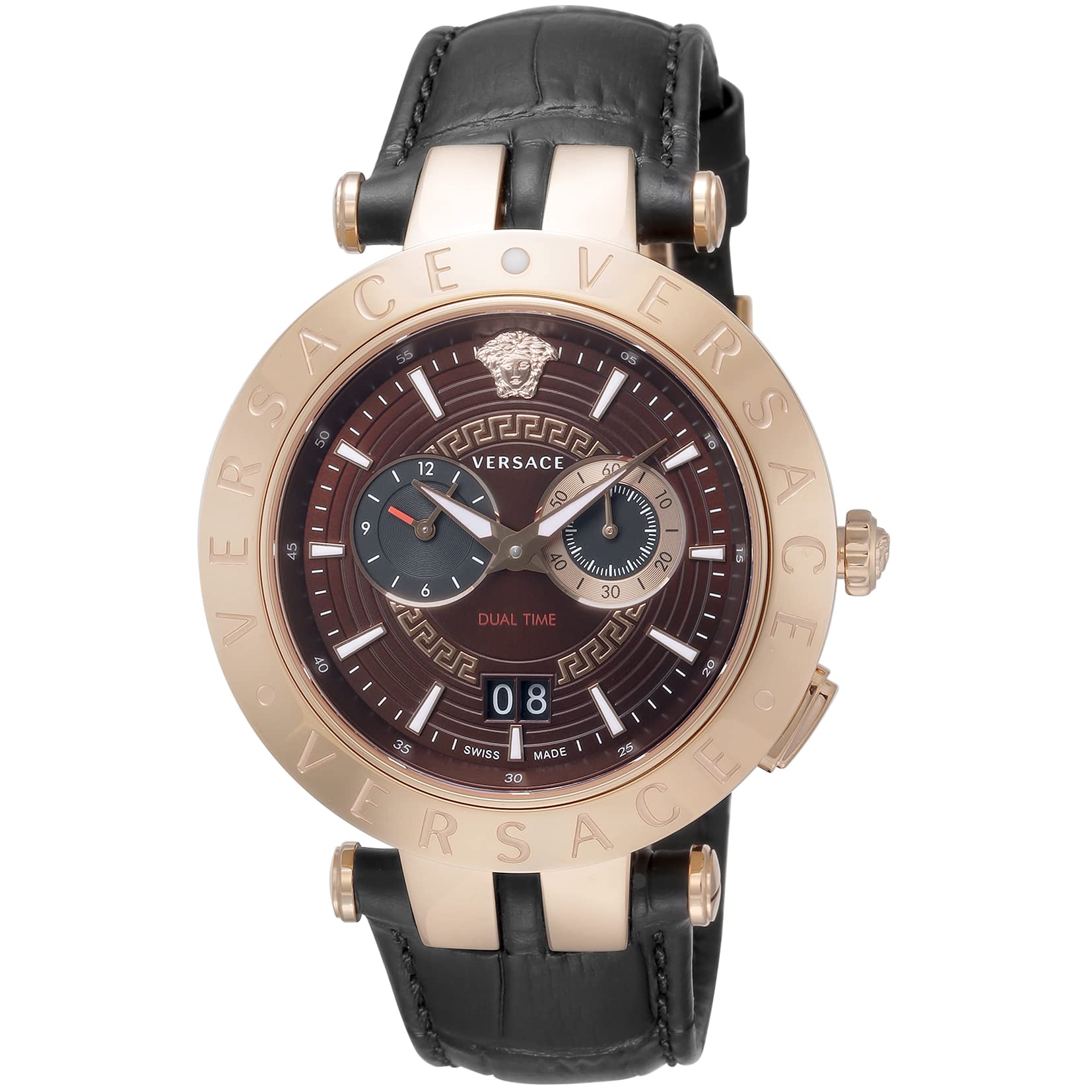 

[Versace] Watch V-Race Dual Time Dark Brown Dial Stainless Steel Sapphire Glass Quartz Quartz DUALTIME 46MM Swiss Watch VEBV00722 Men s Brown [Item]