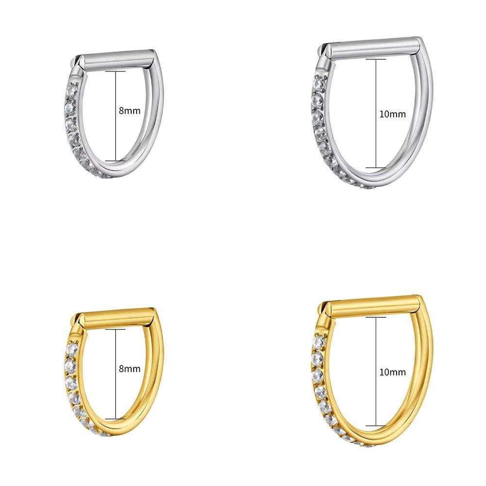 D Shape Ear Cartilage Piercing CZ 16G Nose Ring Hoop Septum Ring  Conch Helix Piercing